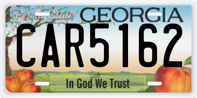 GA license plate CAR5162