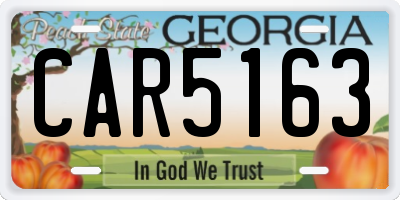 GA license plate CAR5163