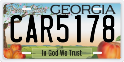 GA license plate CAR5178