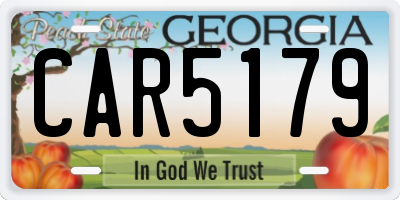 GA license plate CAR5179