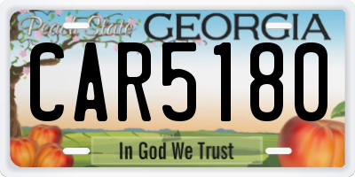GA license plate CAR5180