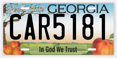 GA license plate CAR5181