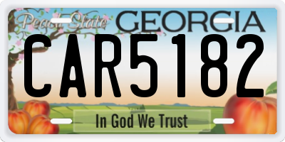 GA license plate CAR5182