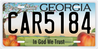 GA license plate CAR5184