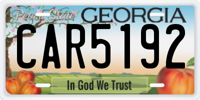 GA license plate CAR5192