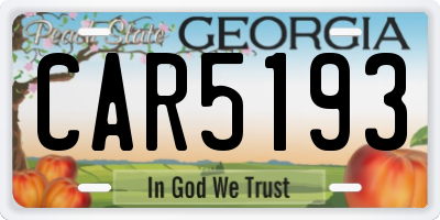 GA license plate CAR5193