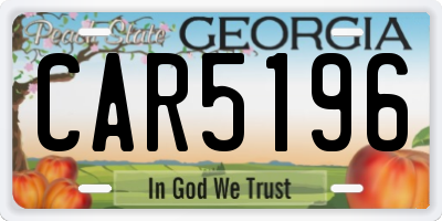 GA license plate CAR5196