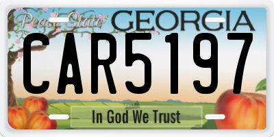 GA license plate CAR5197