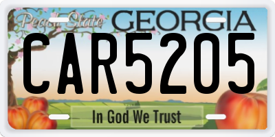 GA license plate CAR5205