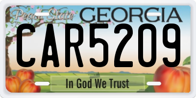 GA license plate CAR5209