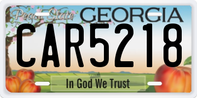 GA license plate CAR5218