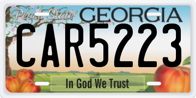 GA license plate CAR5223