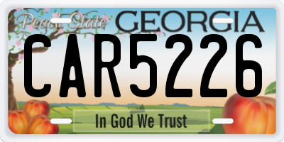 GA license plate CAR5226