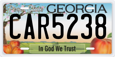 GA license plate CAR5238