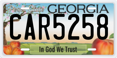 GA license plate CAR5258