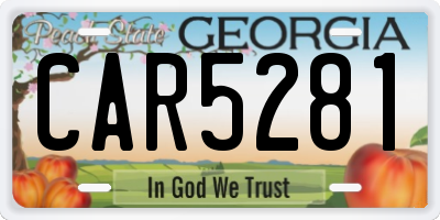 GA license plate CAR5281