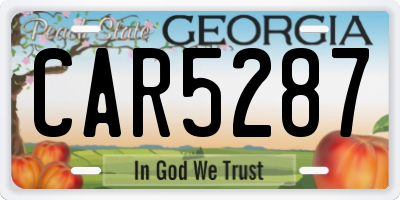 GA license plate CAR5287