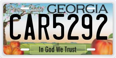 GA license plate CAR5292