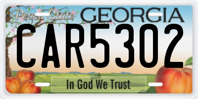 GA license plate CAR5302