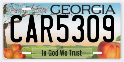 GA license plate CAR5309