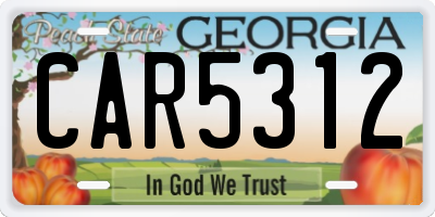 GA license plate CAR5312