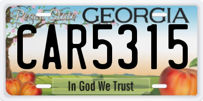 GA license plate CAR5315