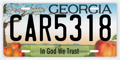 GA license plate CAR5318