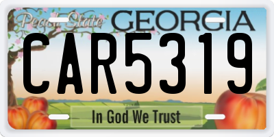 GA license plate CAR5319