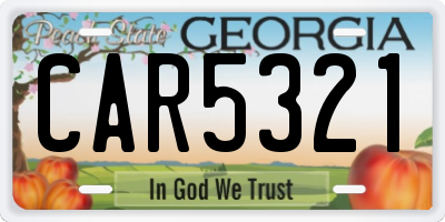 GA license plate CAR5321