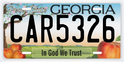 GA license plate CAR5326
