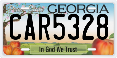 GA license plate CAR5328