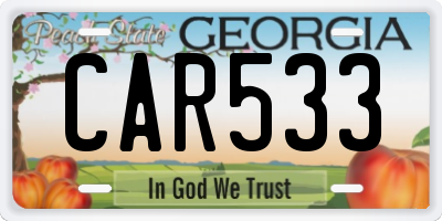 GA license plate CAR533