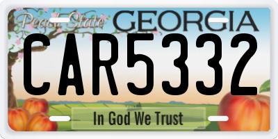 GA license plate CAR5332