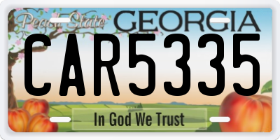 GA license plate CAR5335
