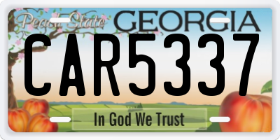 GA license plate CAR5337
