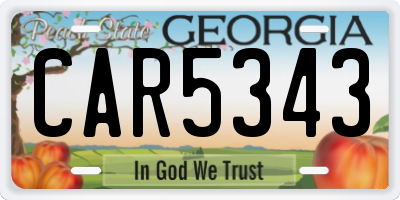 GA license plate CAR5343