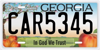GA license plate CAR5345