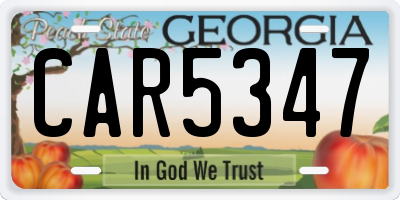 GA license plate CAR5347