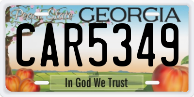 GA license plate CAR5349