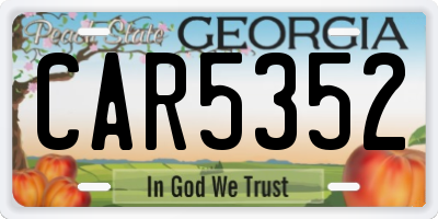 GA license plate CAR5352