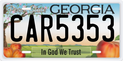 GA license plate CAR5353