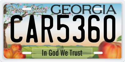 GA license plate CAR5360