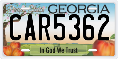 GA license plate CAR5362