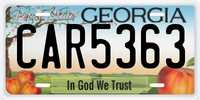 GA license plate CAR5363