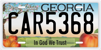 GA license plate CAR5368