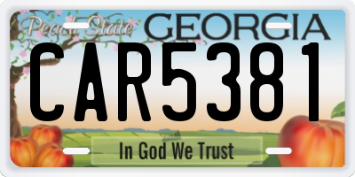 GA license plate CAR5381