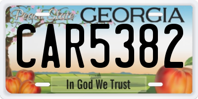 GA license plate CAR5382