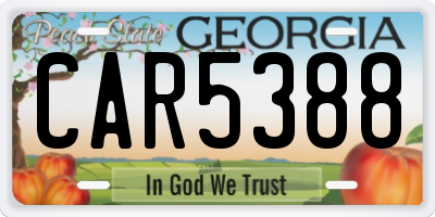 GA license plate CAR5388