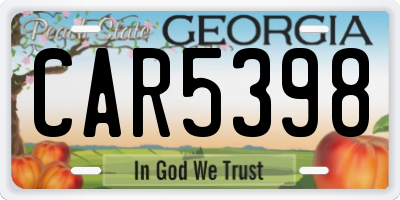 GA license plate CAR5398