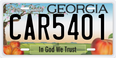 GA license plate CAR5401